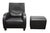 A fine modern black leather lounge chair with accompanying ottoman from Ligne Roset. Tight clean lines and high-end black...