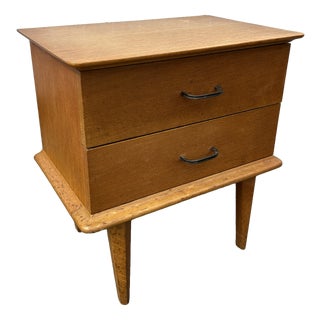 Vintage Bedside Table in Light Oak, 1950 For Sale