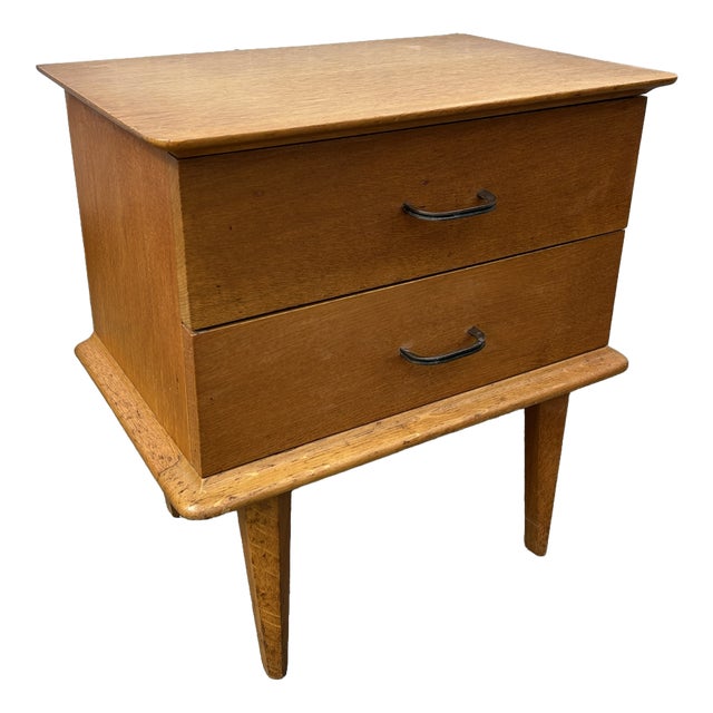 Vintage Bedside Table in Light Oak, 1950 For Sale