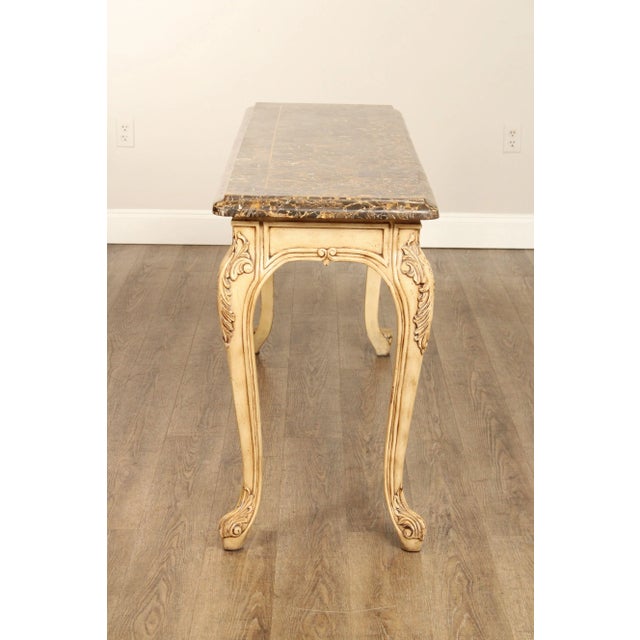 Rococo Style Carved Painted Console Table with Tessellated Marble Top For Sale - Image 11 of 12