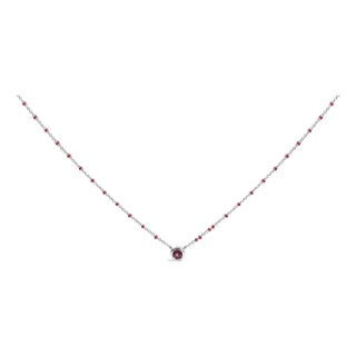 Sterling Silver Rhodolite Enamel Bead Chain Necklace 18 Inch For Sale