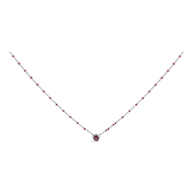 Sterling Silver Rhodolite Enamel Bead Chain Necklace 18 Inch For Sale