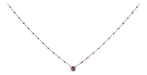 Sterling Silver Rhodolite Enamel Bead Chain Necklace 18 Inch