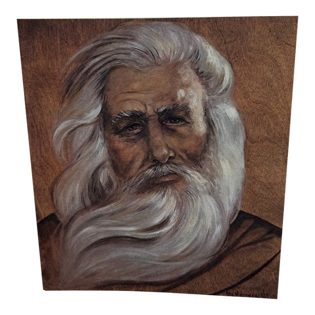 Vintage Folk Art Lithograph by Brother Matthew Entitled “Moses” For Sale