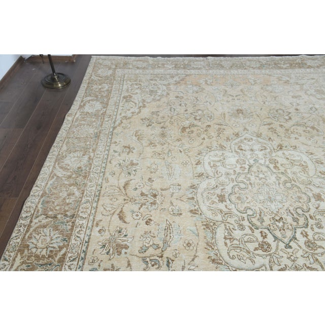 1970s Vintage Persian Handknotted Wool Orange Oversize Area Rug For Sale - Image 9 of 11