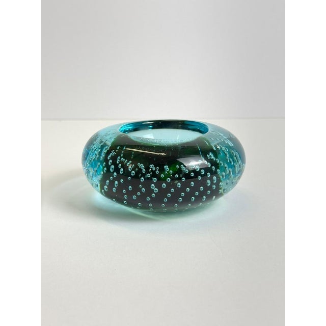 Mid-Century Modern Green and Blue Bullicante Murano Glass Bowl by Galliano Ferro, 1960s For Sale - Image 3 of 10