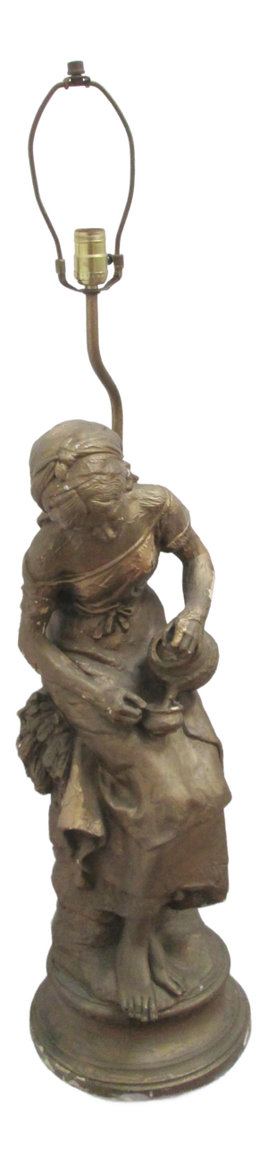 Sculptural Antique Gilt Lamp Attributed to Mathurin Moreau