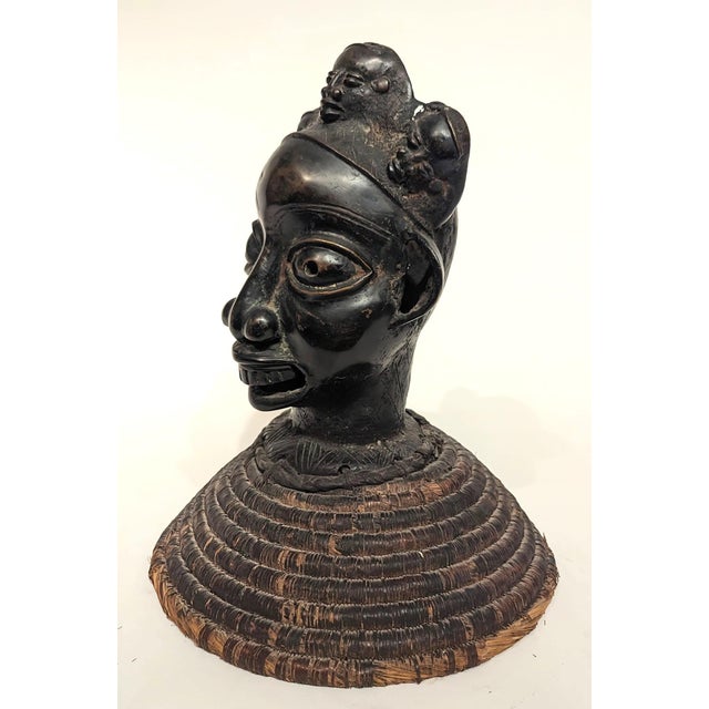 Beninese Bronze & Rope Bust Sculpture For Sale - Image 4 of 8