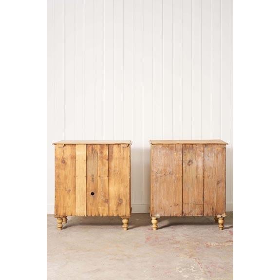 Wood Matched Pair 19th Century English Pine Chest of Drawers (C. 1880) For Sale - Image 7 of 8