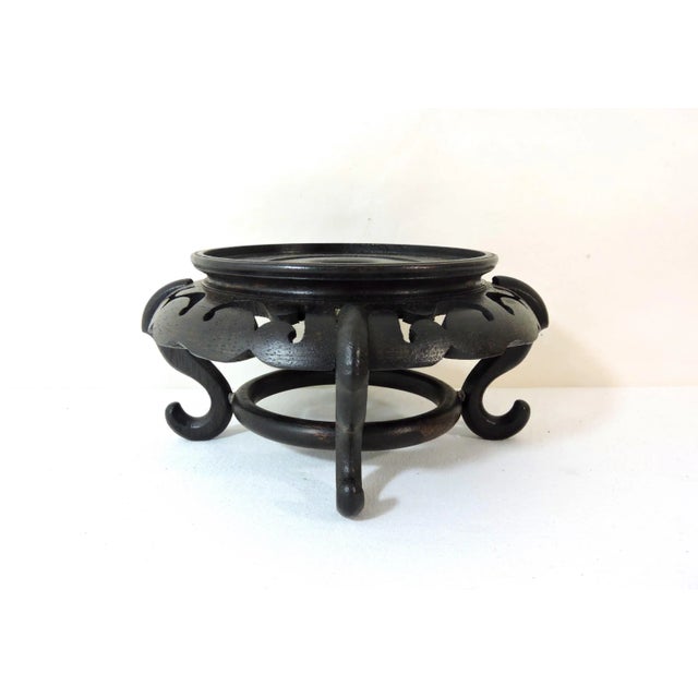 1980s 1980's Vintage Hong Kong Chinese Dark Brown Rosewood Display Stand or Pedestal 4.75" For Sale - Image 5 of 5