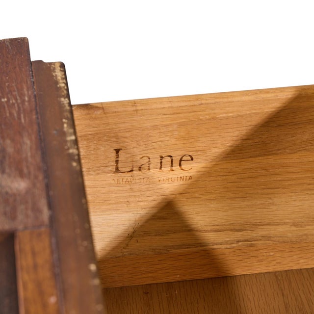 Lane Staccato Mid Century Walnut Brutalist Lowboy Dresser For Sale - Image 10 of 10