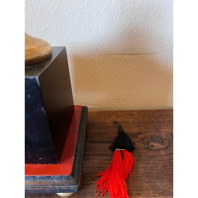 Red Rare Vintage Decorative Hand Carved & Painted Sculptural Display Mask Representing a Devil For Sale - Image 8 of 13