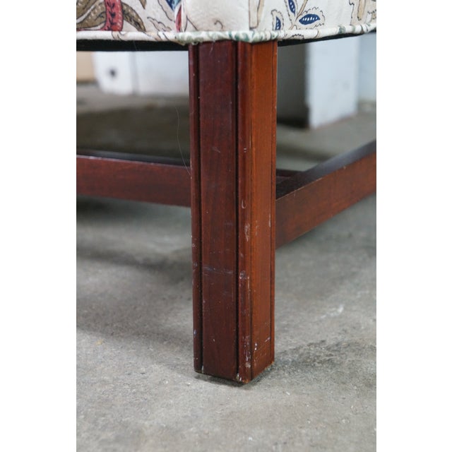 Late 20th Century Earls of High Point Chippendale Mahogany Camelback Settee Loveseat Crewel Fabric For Sale - Image 4 of 18