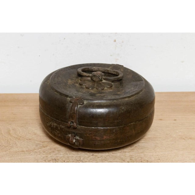 Indian Antique Engraved Indian Brass Vessel For Sale - Image 3 of 10