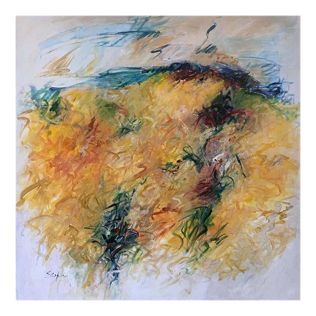 Mary Lou Siefker Acrylic Painting on Canvas Titled: Frenzy in Yellow For Sale