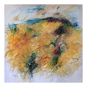 Mary Lou Siefker Acrylic Painting on Canvas Titled: Frenzy in Yellow