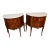 1910 Pair of Antique French Louis XV Walnut & Satinwood Inlay Marble Top Nightstands For Sale