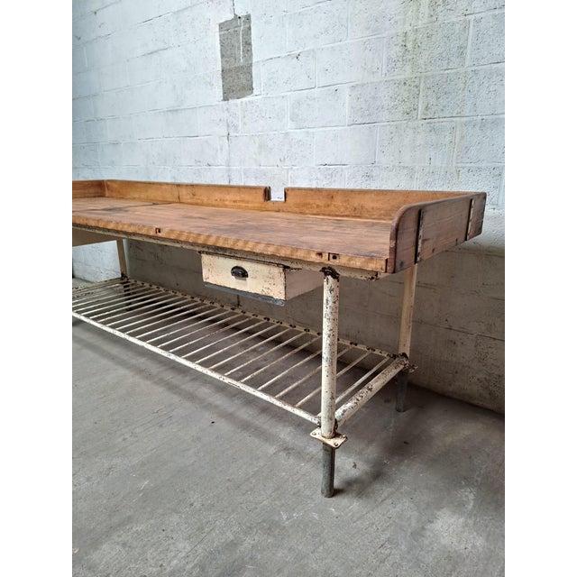 Industrial Baker's Worktable in Beech For Sale - Image 5 of 11