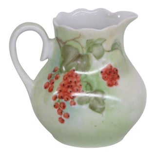 Vohenstrauss Johann Seltmann W Germany Floral Green Creamer Small Pitcher 4987b For Sale