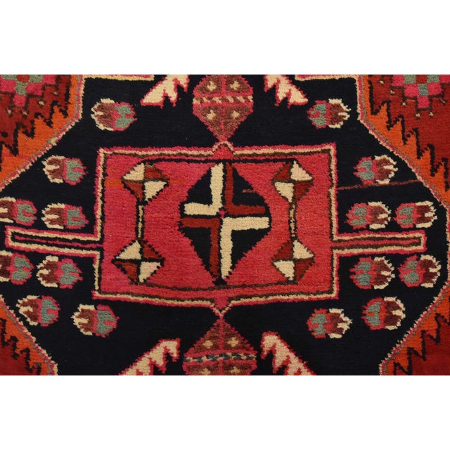 Caucasian Runner 4′ X 11′ Red Wool Vintage Tribal Hand-Knotted Oriental Rug For Sale - Image 9 of 15