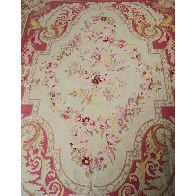 Large French Louis XVI Baubusson Rug with Flower Cartridge, 1890s For Sale - Image 10 of 12