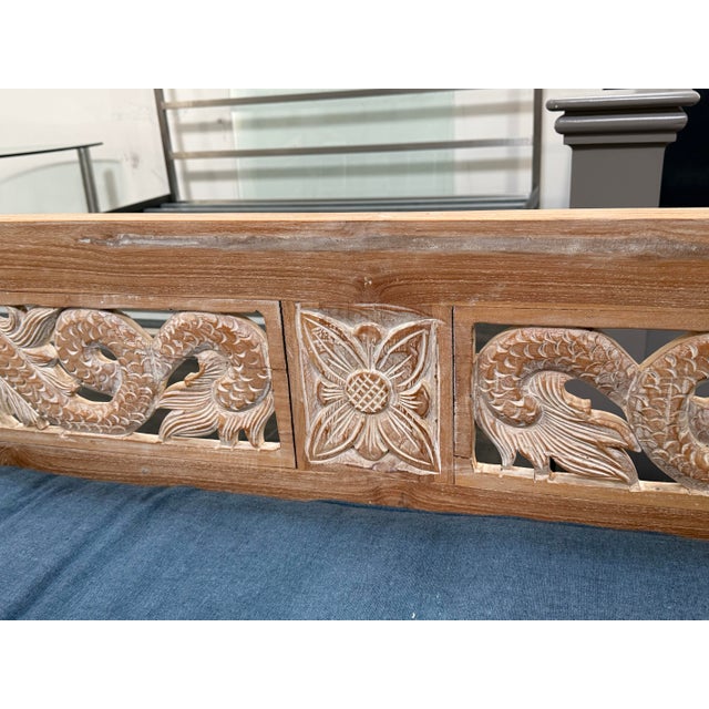 Hand-Carved Teak Daybed, Vintage For Sale - Image 10 of 12