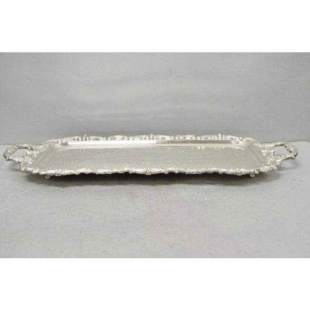Victorian Vintage Bristol 132 Victorian Silver Plated Narrow Serving Platter Bar Tray For Sale - Image 3 of 15