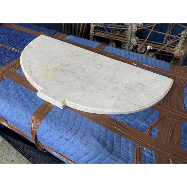 Early 20th Century Carved and Painted Wall-Mounted Console Table With Marble Top For Sale In New York - Image 6 of 9