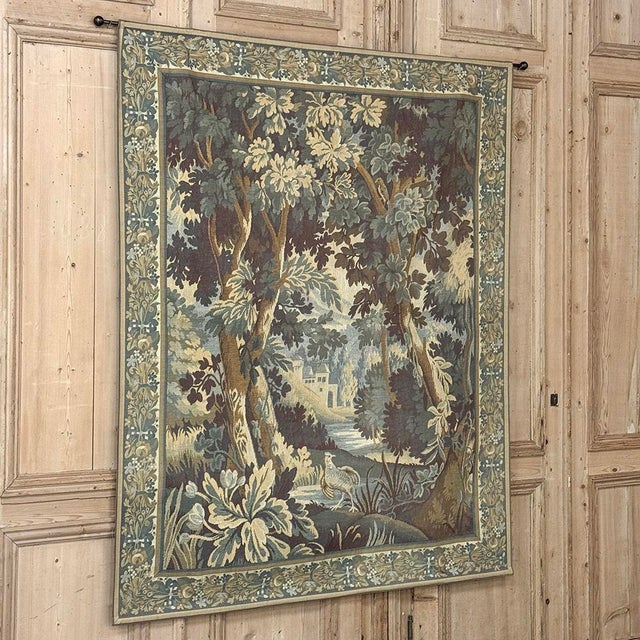 Antique Flemish Verdure Tapestry With Original Border For Sale - Image 4 of 15