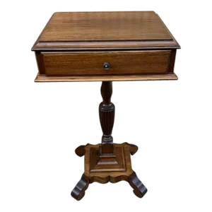 Antique Victorian Style Mahogany One Drawer Side Table or Sewing Stand