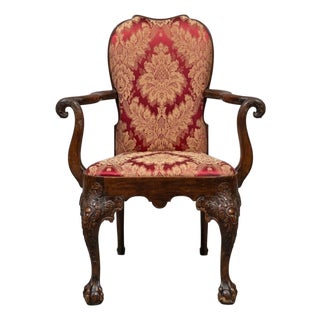 Early 19th Century Mahogany Armchair With Cabriole Ball-and-Claw Feet Eagle Head Terminals For Sale