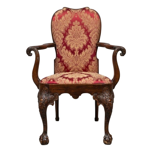 Early 19th Century Mahogany Armchair With Cabriole Ball-and-Claw Feet Eagle Head Terminals For Sale