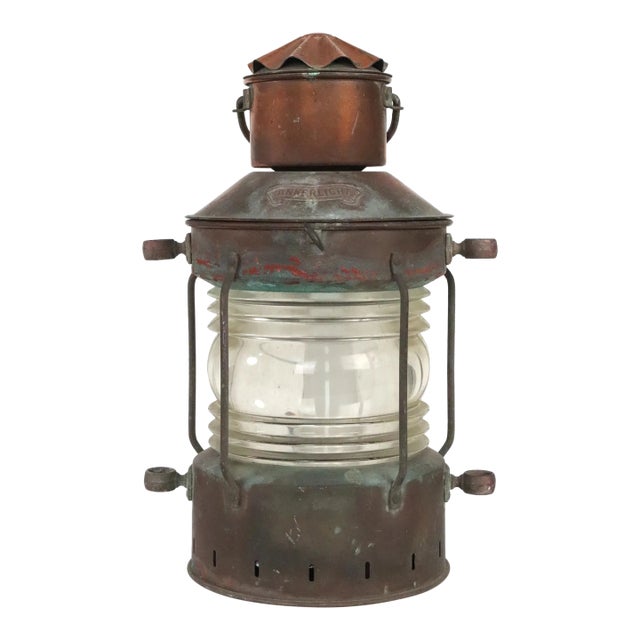 Early 20th Century DHR Holland Ankerlight Copper & Glass Ship Lantern For Sale