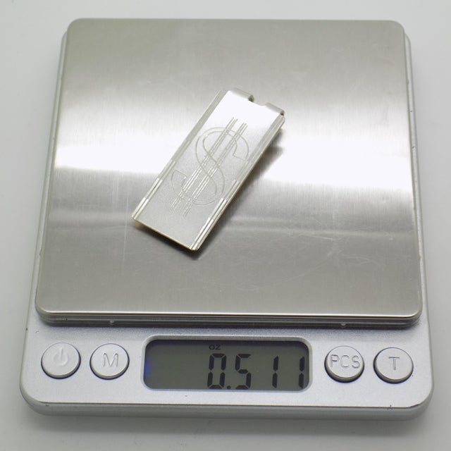 Silver Vintage Italian Handmade Genuine Sterling Silver 925 Engraved Money Clip With "$" For Sale - Image 8 of 9