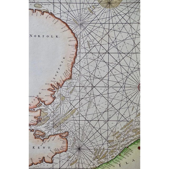 17th Century Flanders, Holland & Norfolk: Hand-Colored 17th Century Sea Chart by Collins For Sale - Image 5 of 7