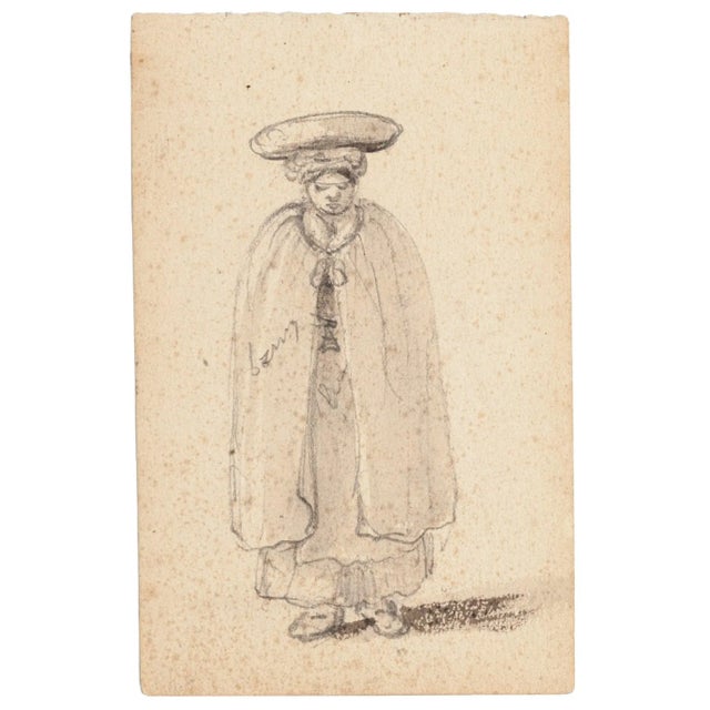 Man with Headdress is an original modern artwork realized in the 19th Century. Original drawing in pencil on paper. The...
