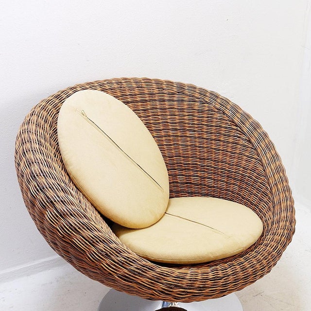 Wood Vintage Swiveling Wicker Chairs, Set of 2 For Sale - Image 7 of 13