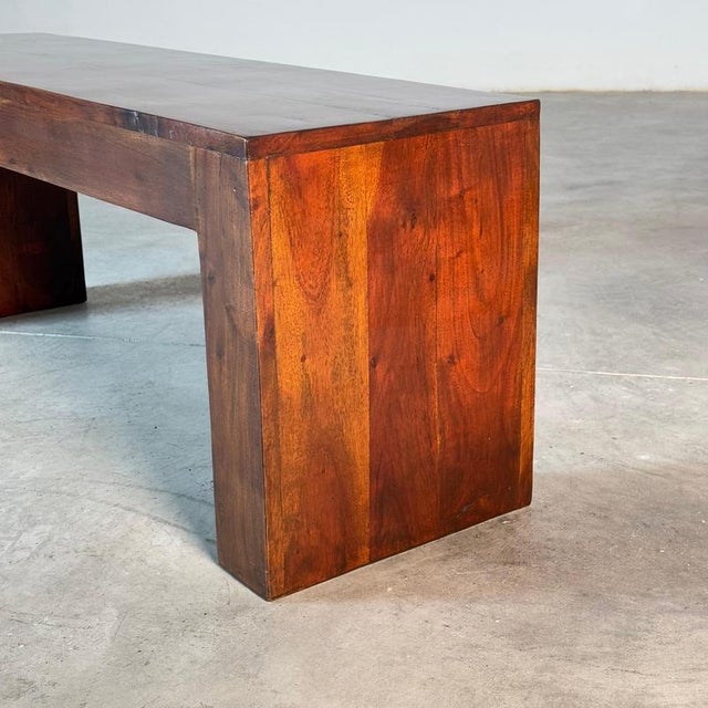 Minimalist Sculptural Walnut Bench, Italy 1970s For Sale - Image 10 of 18