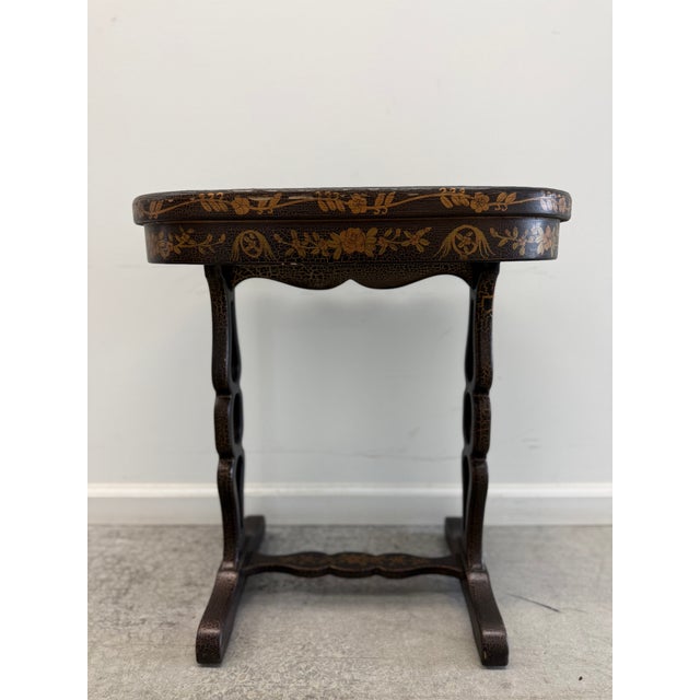 Vintage Chinoiserie Japanned Accent Table With Drawer For Sale - Image 14 of 18