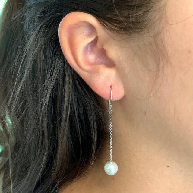 Akoya Pearl Drop Earrings14 Karat Gold Women Certified For Sale - Image 9 of 9