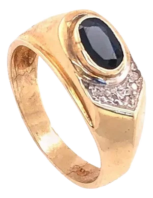 14 Karat Yellow Gold Blue Sapphire Solitaire With Diamond Accent Ring, Size 8.5
