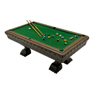 Signed Rae Backus 1:12 Miniature Billiards Pool Table With Accessories – Handcrafted Dollhouse Furniture