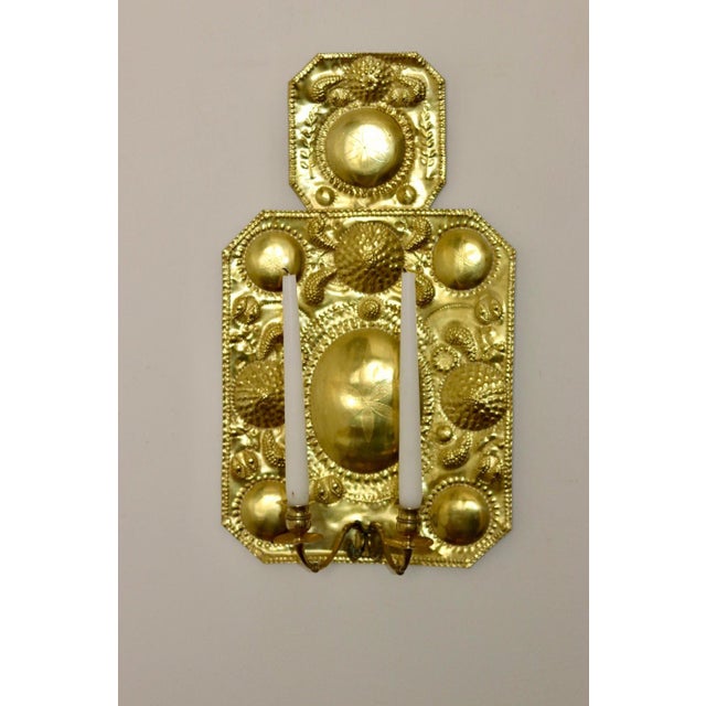 Mid-Century Modern Large Swedish Brass Sconces, Set of 2 For Sale - Image 3 of 10