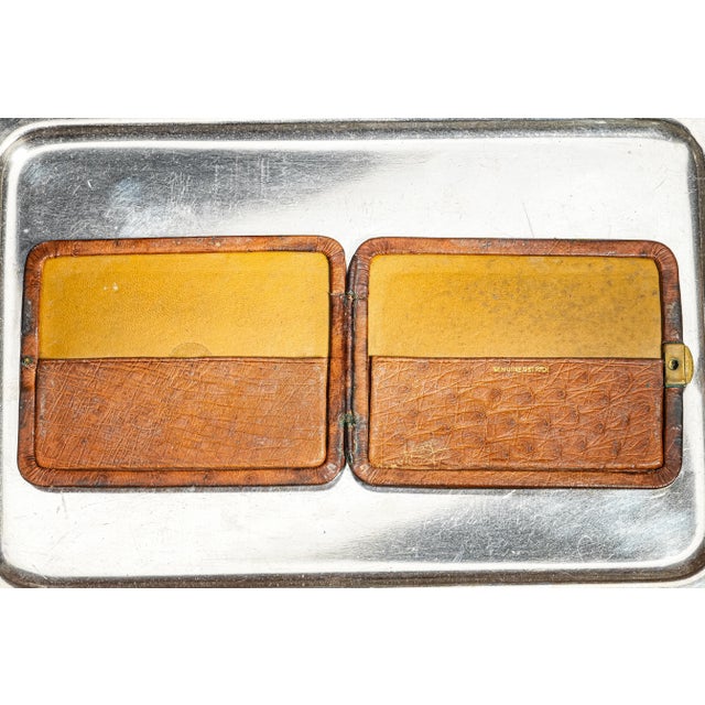 1920s Luxurious Hand Made Antique Ostrich Leather Wallet Art Deco With 14k Gold PWM Monogram Plaque For Sale - Image 5 of 9