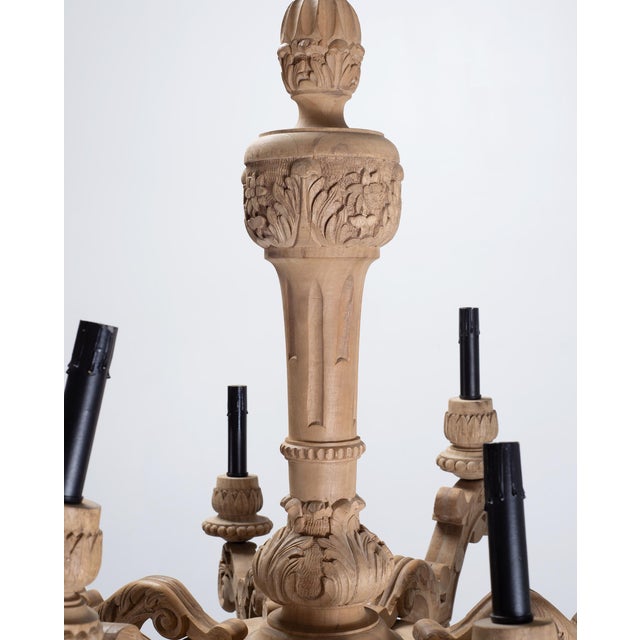Rh French Baroque Style Carved Wood 8-Arm Chandeliers - Pair For Sale - Image 13 of 18