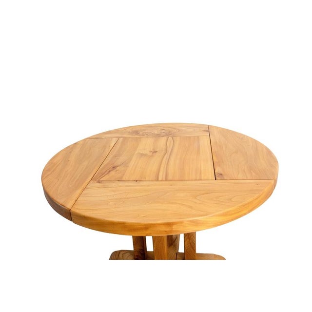 Large French Round Elm Dining Table from Charlotte Perriand For Sale - Image 6 of 13