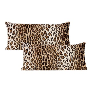 Ralph Lauren Leopard Print Velvet Cheetah Spot Pillow Covers - a Pair For Sale