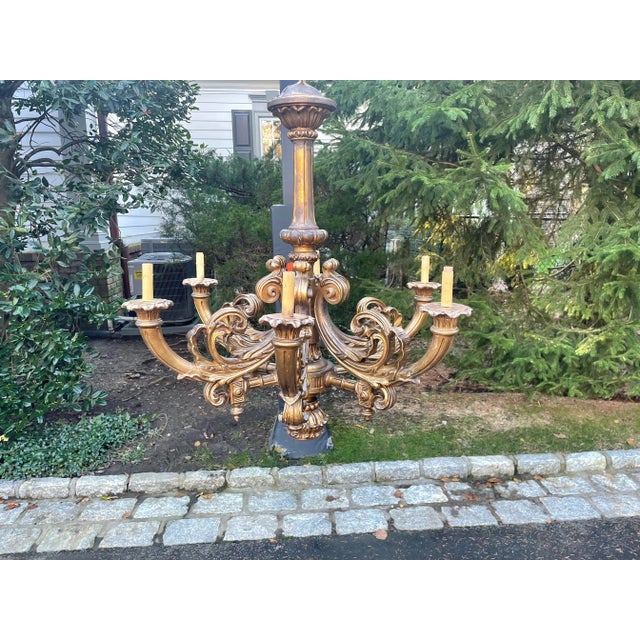 Early 20th Century Early 20th Century Baroque Giltwood Chandelier For Sale - Image 5 of 11