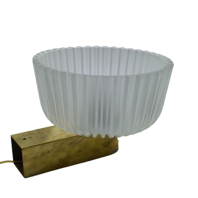 Mid-Century Modern Brass and Glass Wall Lamps by Archimede Seguso for Seguso, Italy, 1940s, Set of 2 For Sale - Image 3 of 10