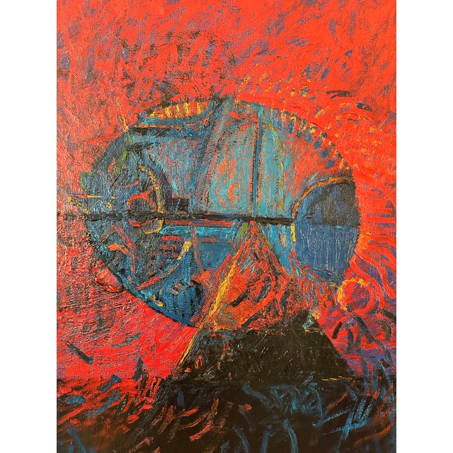 Abstract Flaming Spirit of the Cosmos II – Original Oil Painting by California Artist Richard Merle White, 1964 For Sale - Image 3 of 5